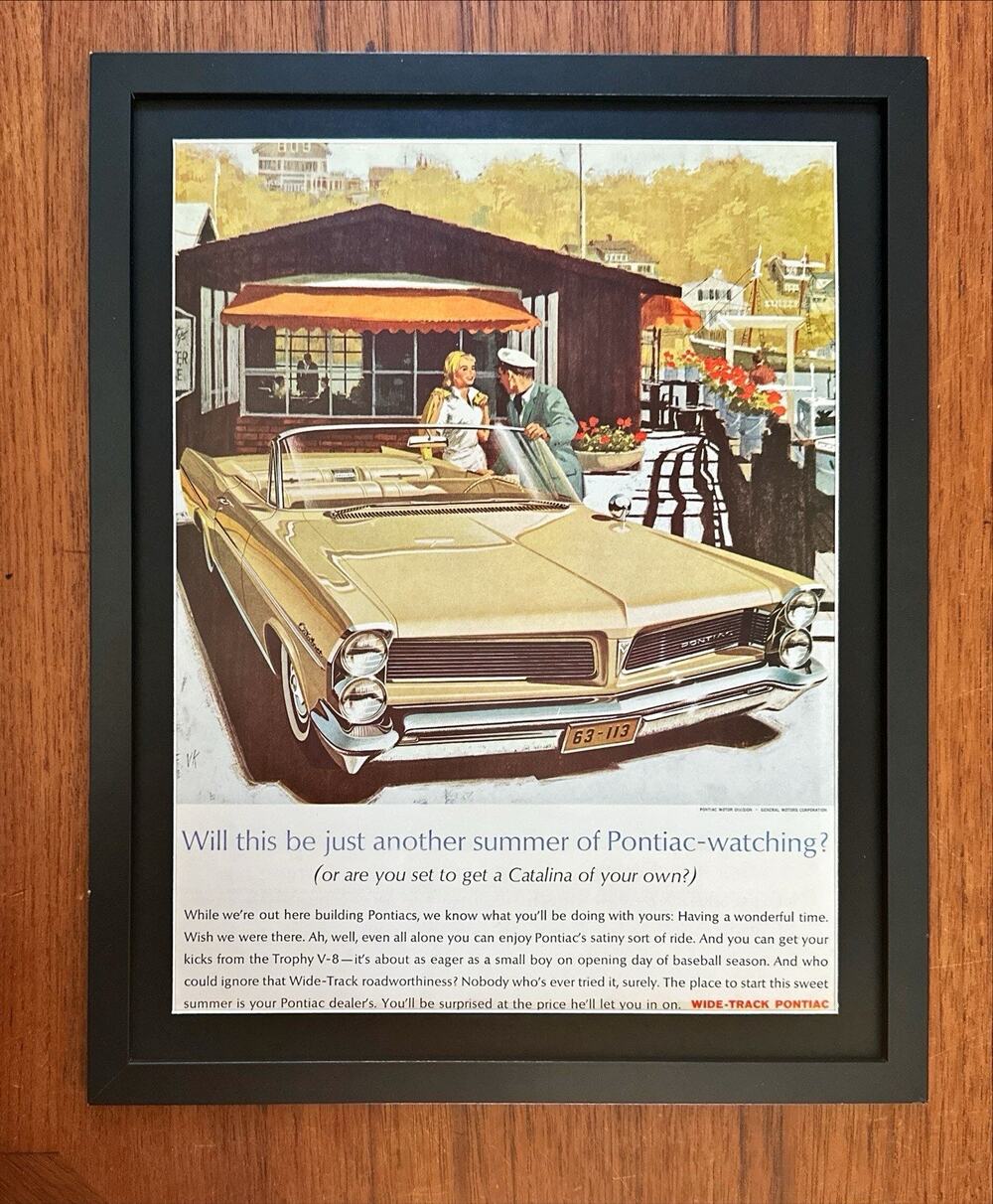 Framed 1963 Pontiac Catalina: Another Summer of Pontiac Watching Print Ad